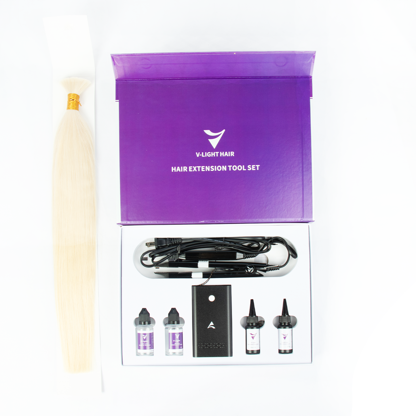 Regular UV Light Hair Extension Kit with 100g 18inch #60 Bulk Hair