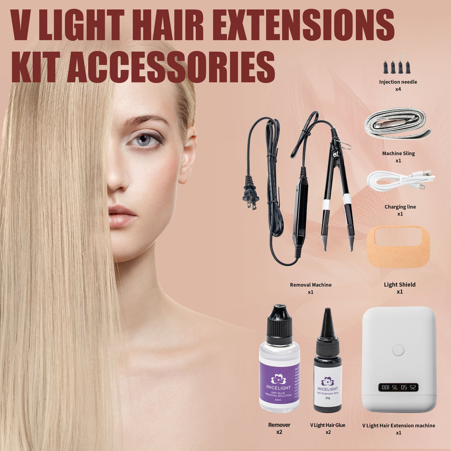 Inicelight White Mini UV Light HairExtension Set