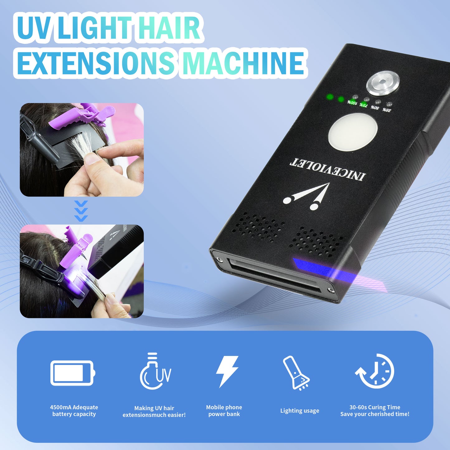 INICEVIOLET multifunctional transmitter uv light hair extension kit