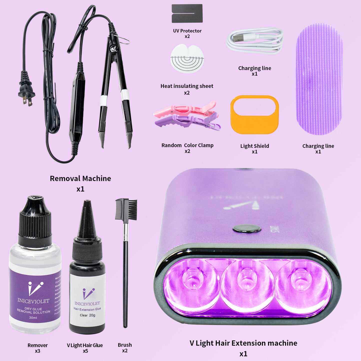 Factory wholesale luxury uv light hair extension kit