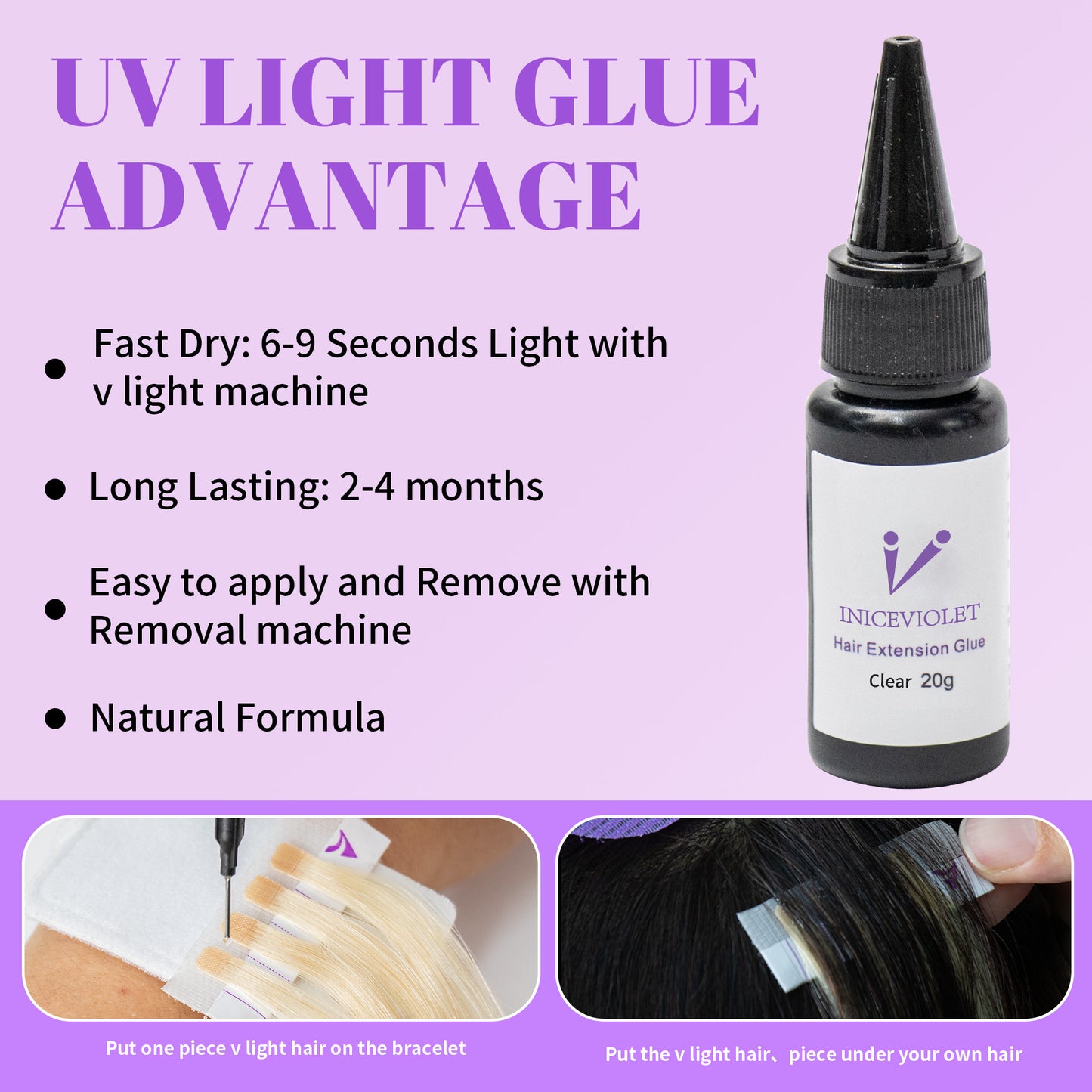Factory wholesale luxury uv light hair extension kit