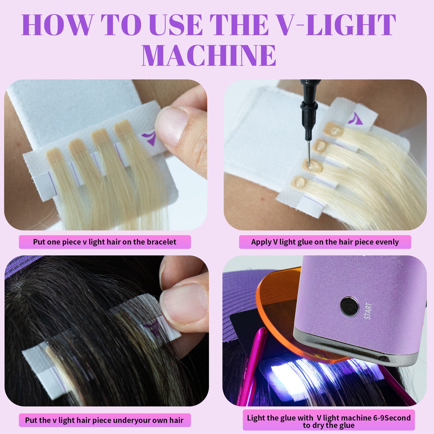Factory wholesale luxury uv light hair extension kit