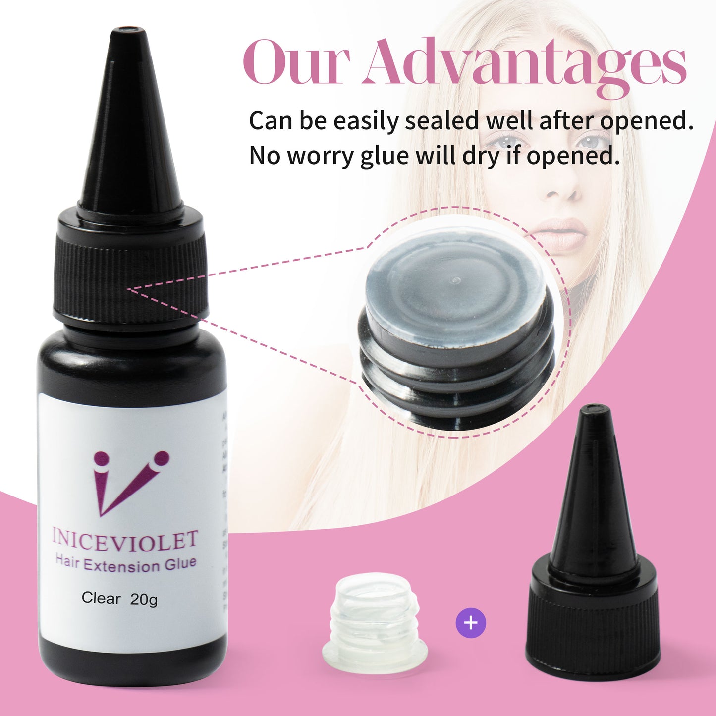 Iniceviolet clear v light hair glue