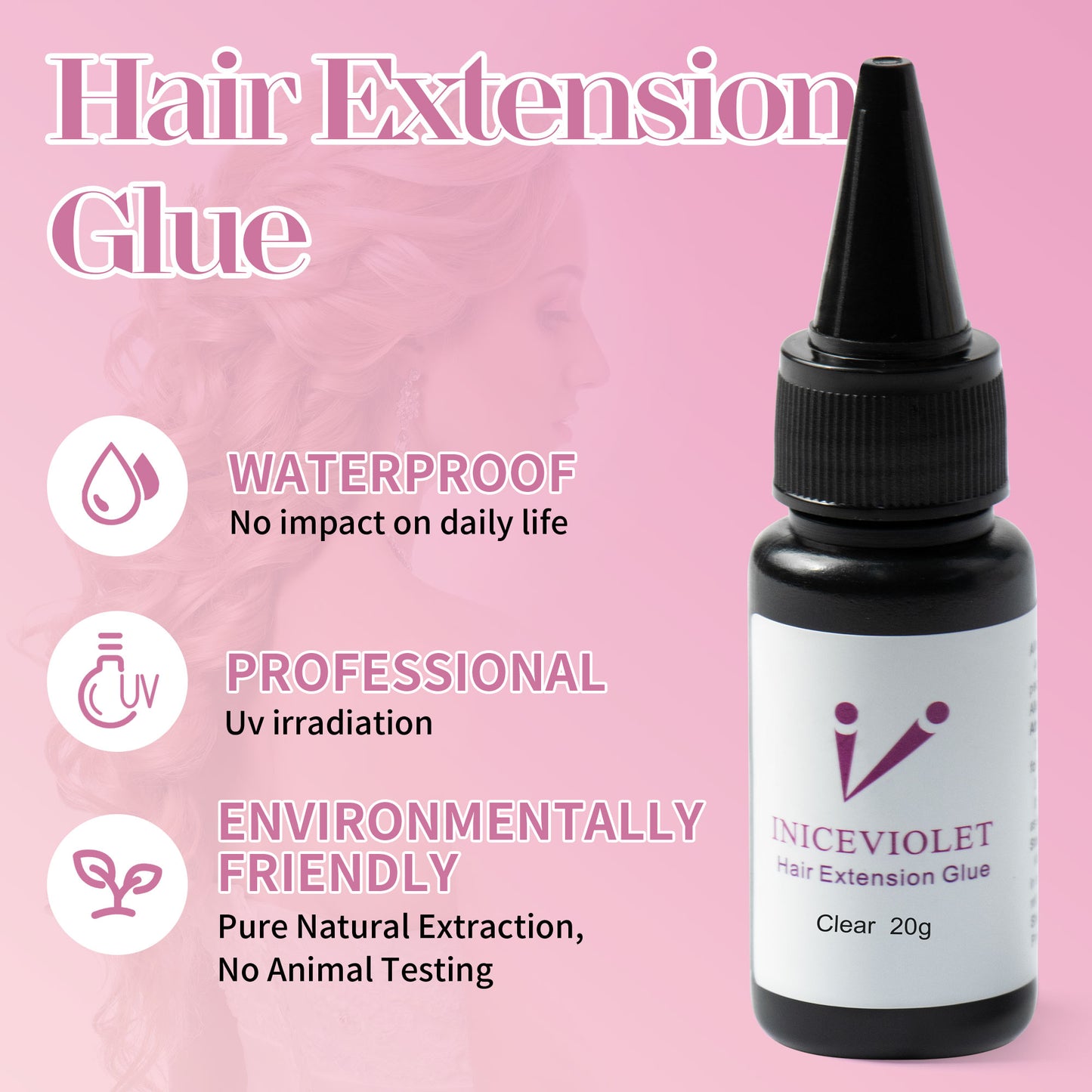 Iniceviolet clear v light hair glue