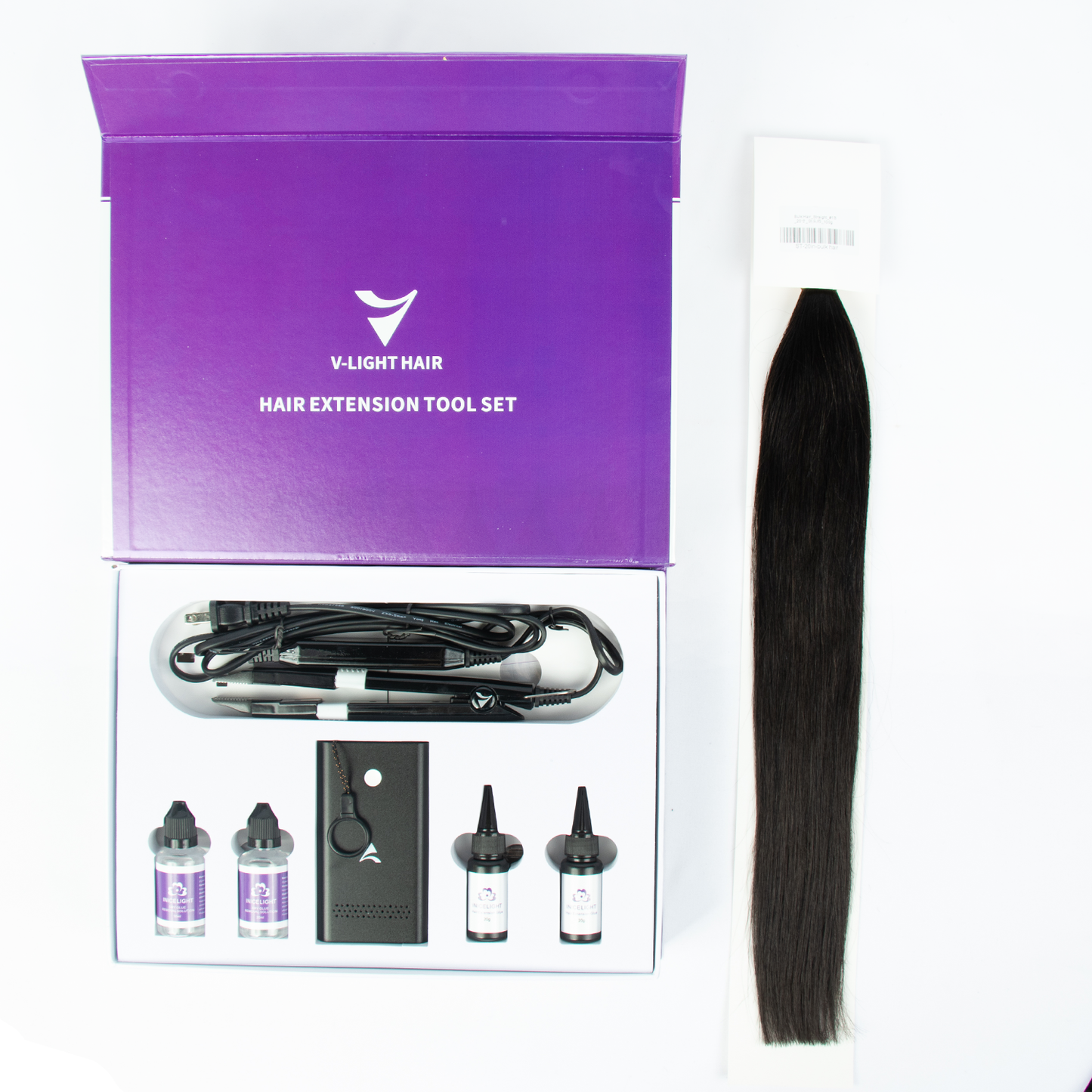 Regular UV Light Hair Extension Kit with 100g 18inch #1 Bulk Hair