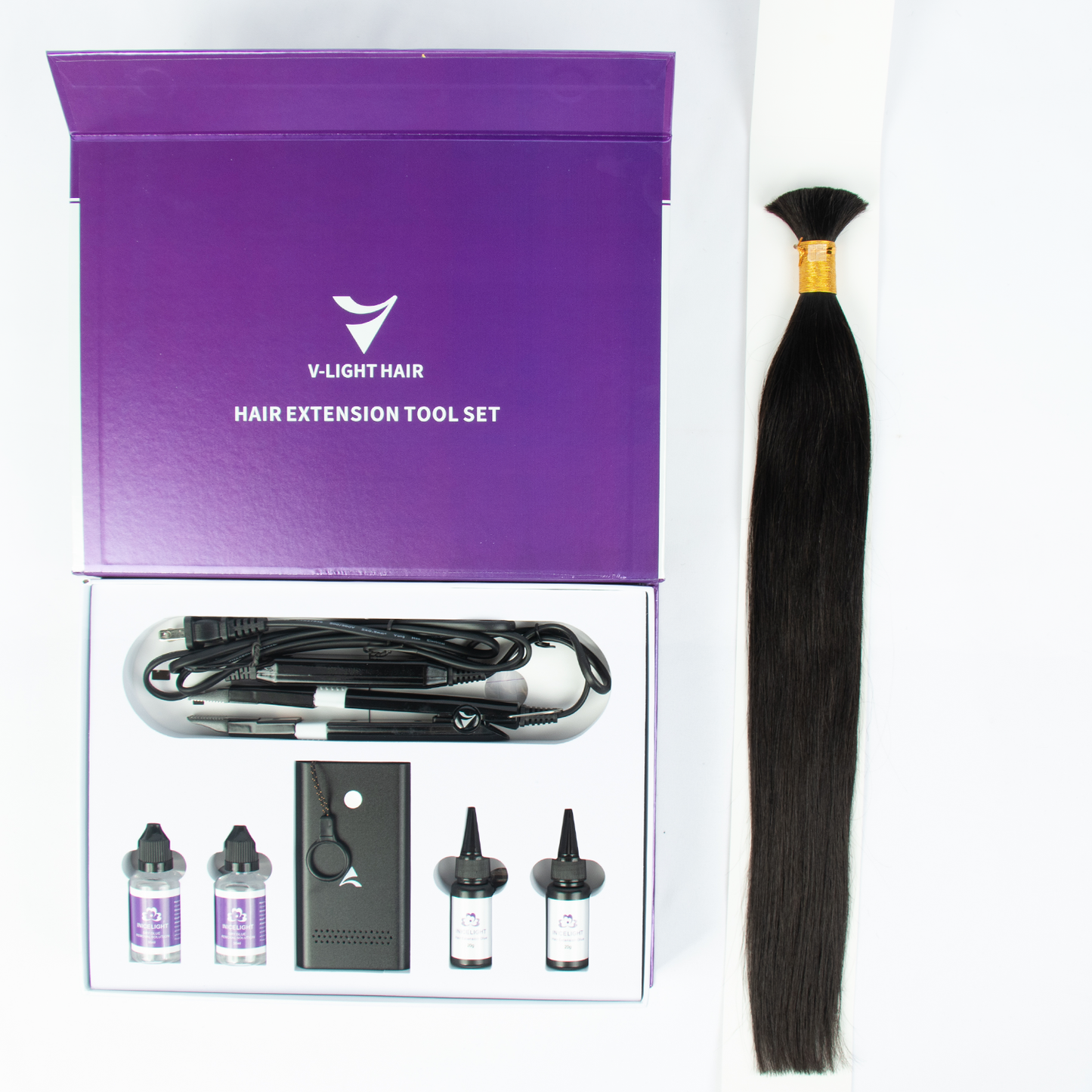 Regular UV Light Hair Extension Kit with 100g 18inch #1 Bulk Hair