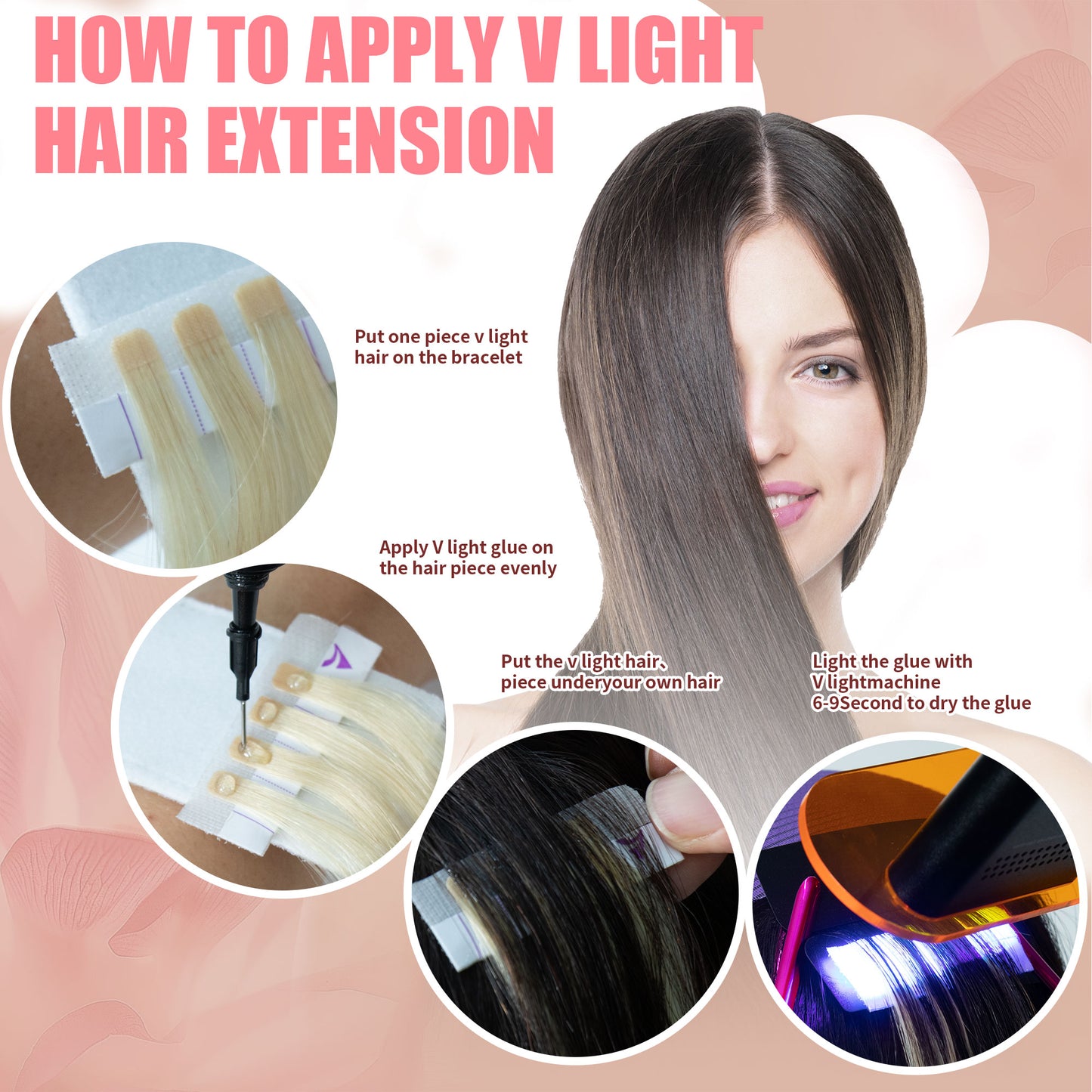 Inicelight White Mini UV Light HairExtension Set