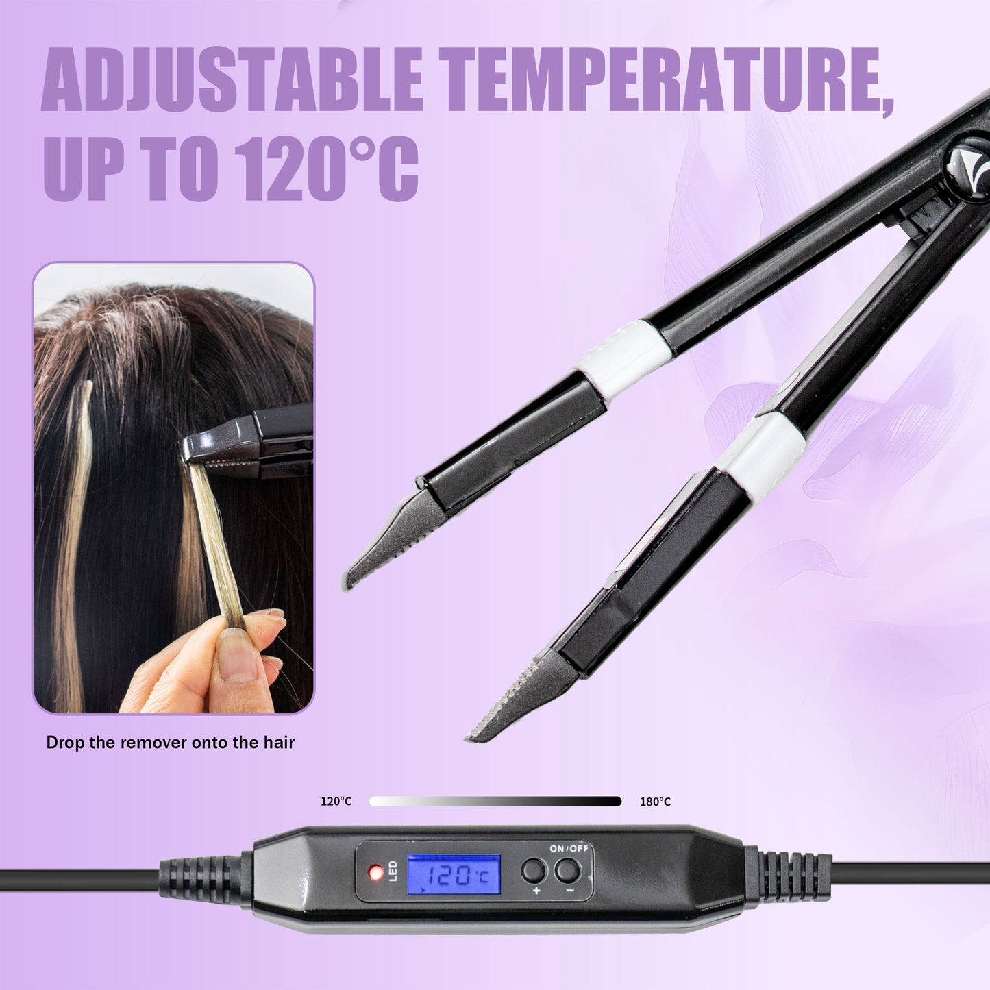 Iniceviolet Black Mini UV Light Hair Extension Tool Set