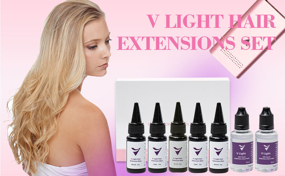 Pink v light hair extensions kit