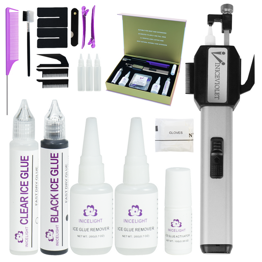 Zero‑Sense Invisible Ice Glue Hair Extension Kit, 5 Sec Fast Bonding Salon Professional Hair Extension Tool Set