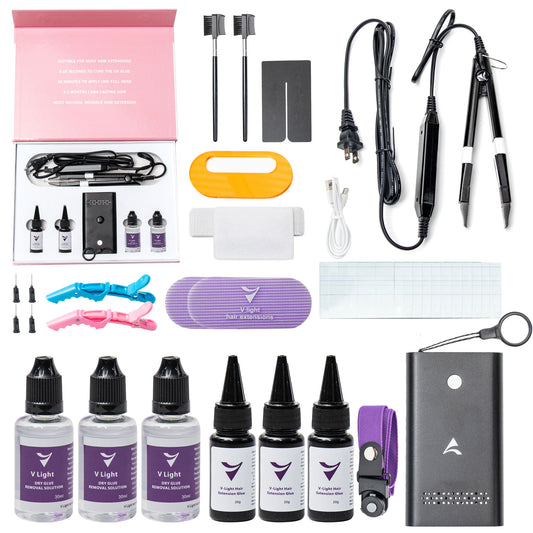 V light hair extensions kit Pink set