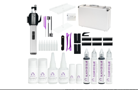 INICEVIOLET Ice Glue Hair Extension Kit - Zero-Trace Cold Glue System,  UV-Free Heatless Invisible Manual Bonding Tool, Salon Grade Complete Set (Silver)