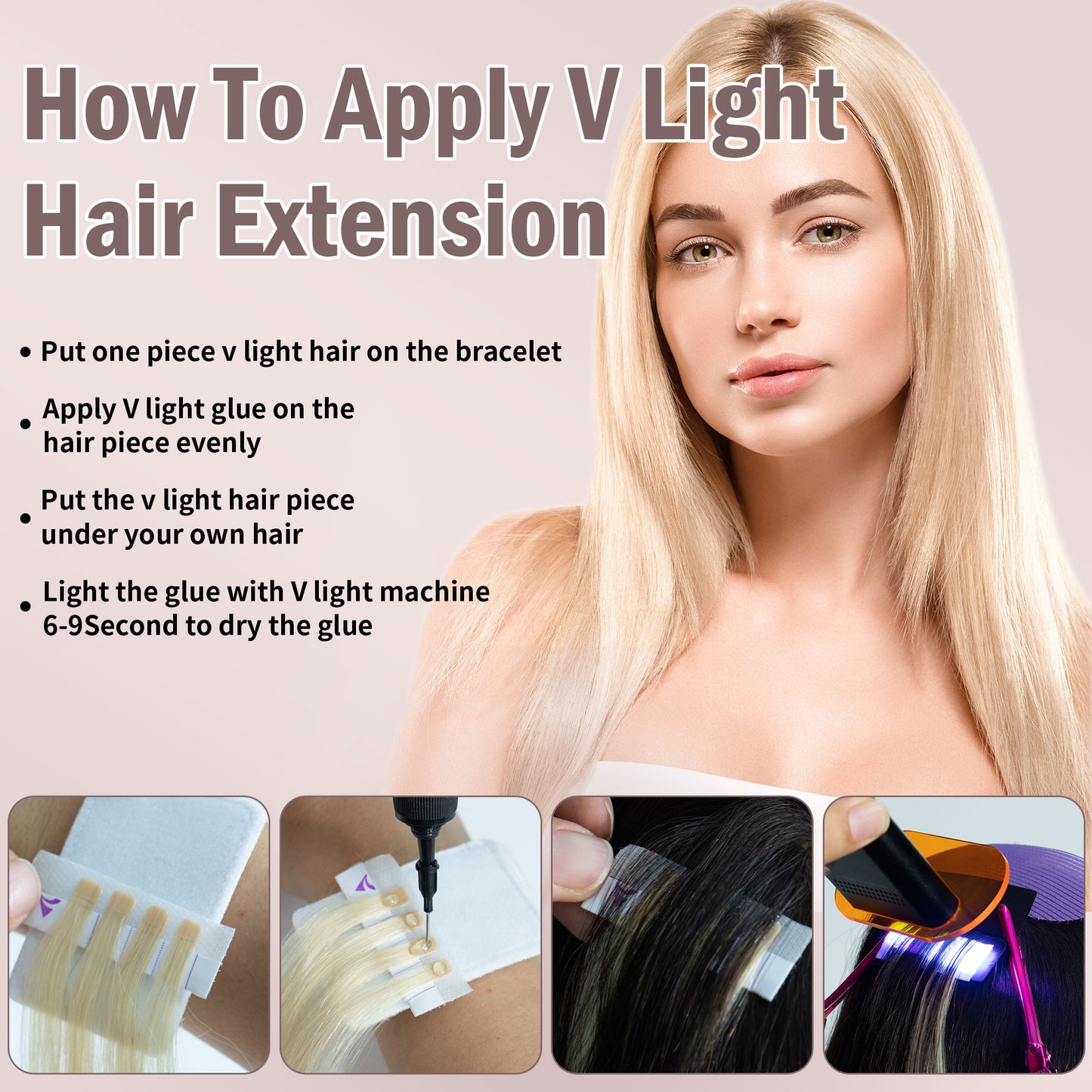 Iniceviolet #60 blond uv light hair extension