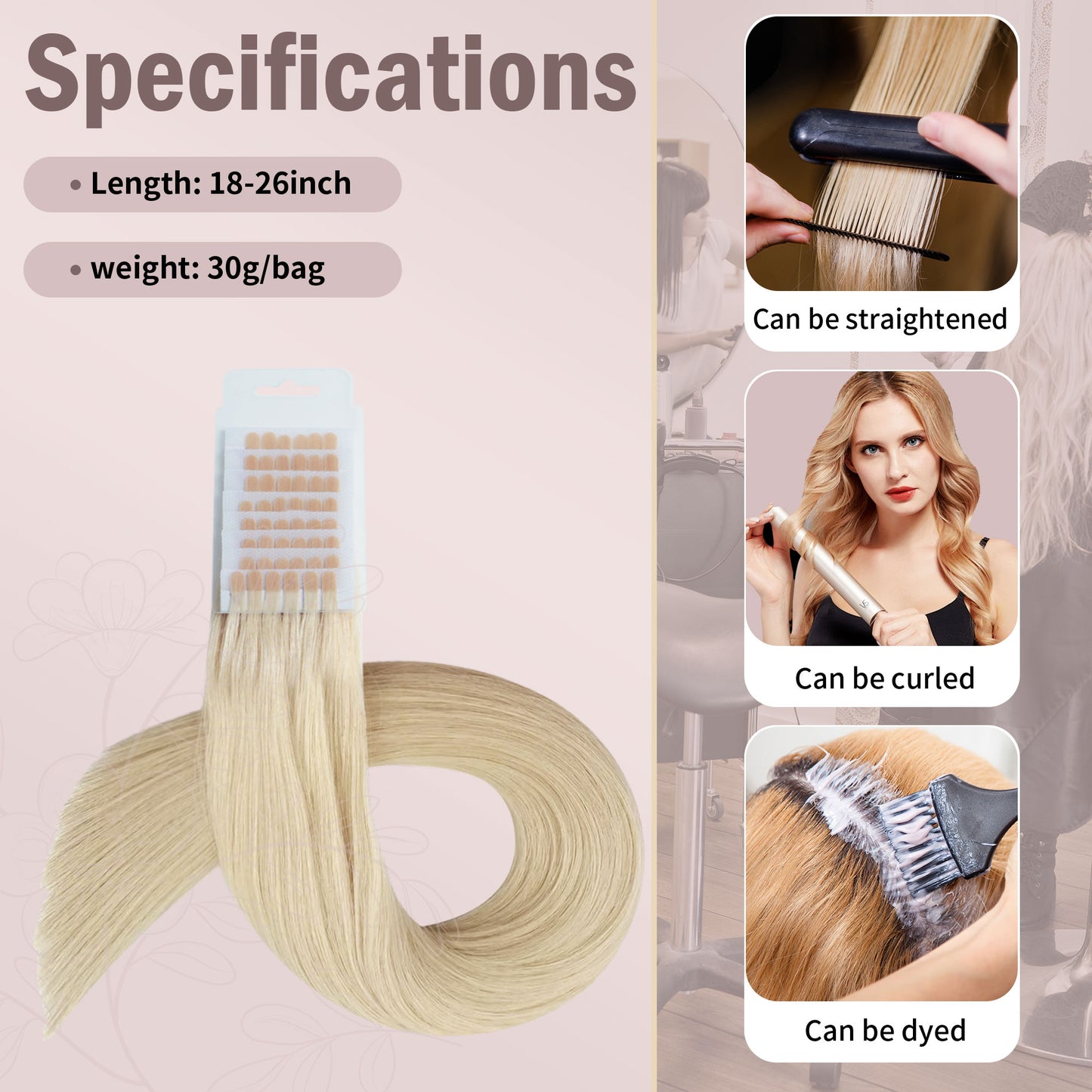 Iniceviolet #60 blond uv light hair extension