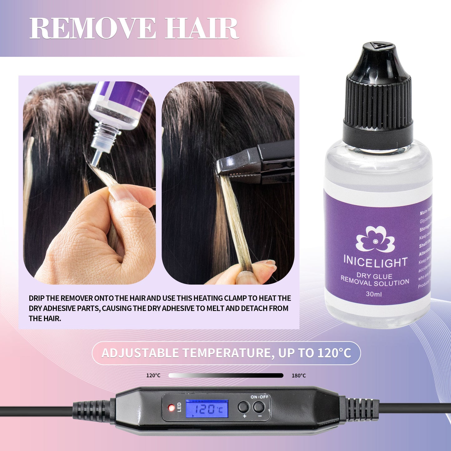 V light hair extensions kit Pink set