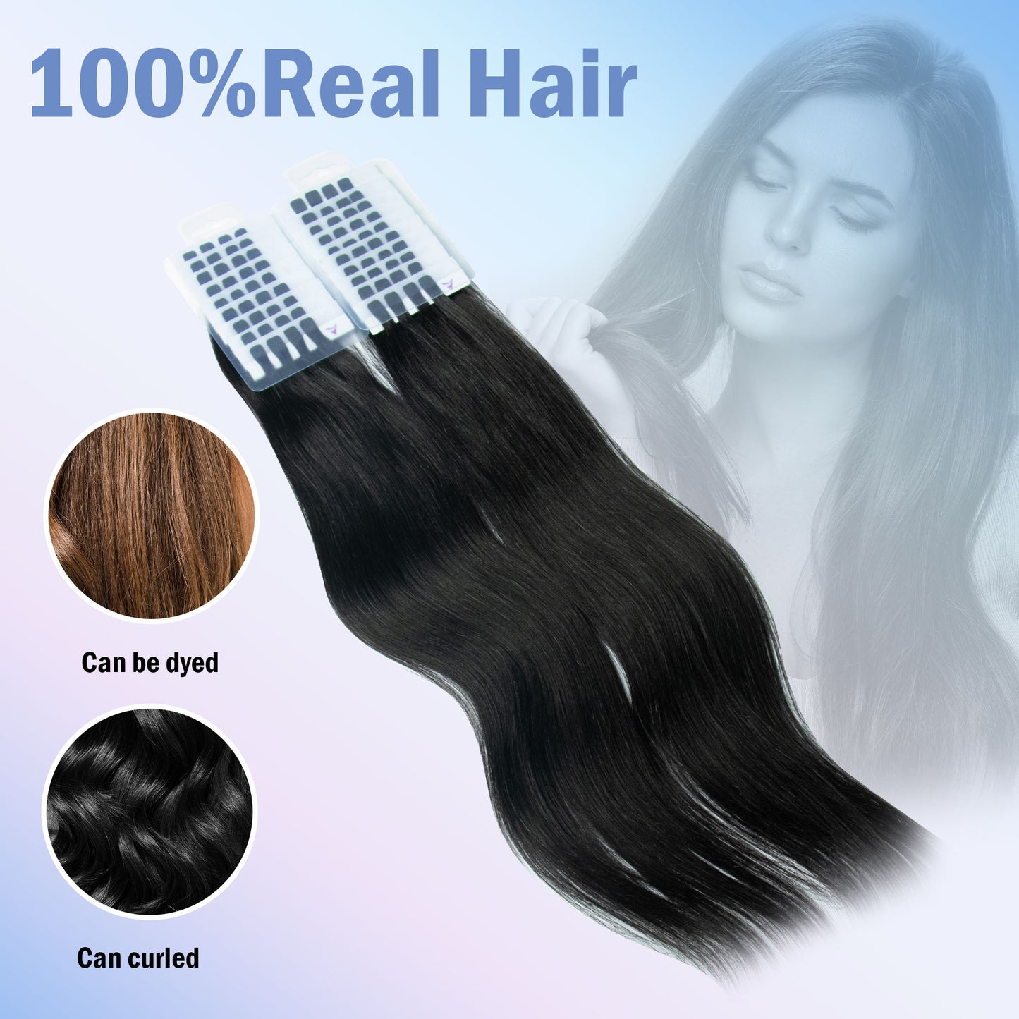 Iniceviolet #1 black uv light hair extensions