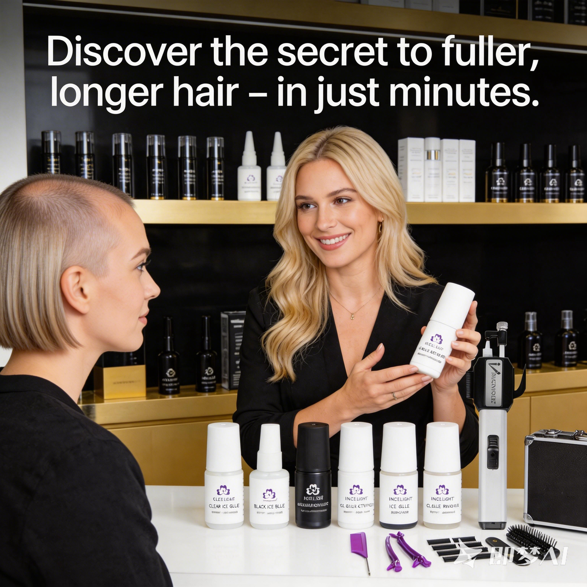 Kit d'extensions de cheveux Invisible Ice Glue Zero-Sense, 5 secondes, fixation rapide, professionnel, pour salon