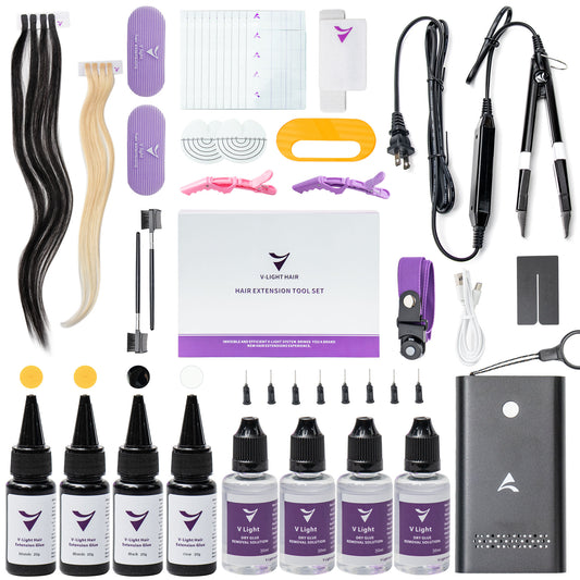 Factory wholesale luxury uv light hair extension kit