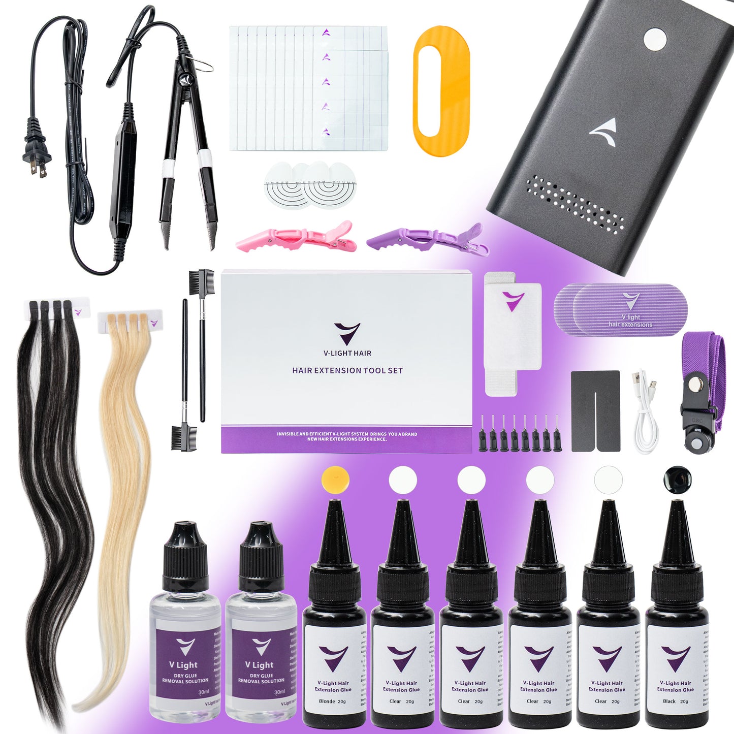 Upgraded Luxury UV light hair extension kit